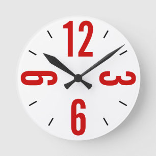 Horloge Ronde Grand nombre moderne rouge et noir