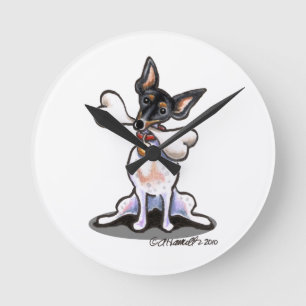 Horloge Ronde Grand os de Rat terrier tricolore