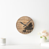 Horloge Ronde Grand piano avec notes musicales (Maison)