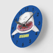 Horloge Ronde Grand requin blanc, dessin animé (Angle)