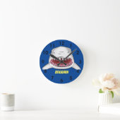 Horloge Ronde Grand requin blanc, dessin animé (Maison)