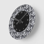 Horloge Ronde Grande damassé audacieuse (noir) (Angle)