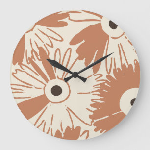 Horloge Ronde Grande Fleur de Daisy Rétro au Pouvoir Épices Terr