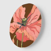 Horloge Ronde Grande fleur rose avec l'arrière - plan (Angle)