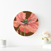 Horloge Ronde Grande fleur rose avec l'arrière - plan (Maison)
