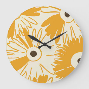 Horloge Ronde Grande Marguerite Rétro Fleur de Power Verge d'Or