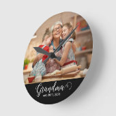 Horloge Ronde Grandma Established Script Gift Photo (Angle)