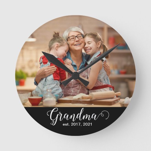 Horloge Ronde Grandma Established Script Gift Photo (Recto)