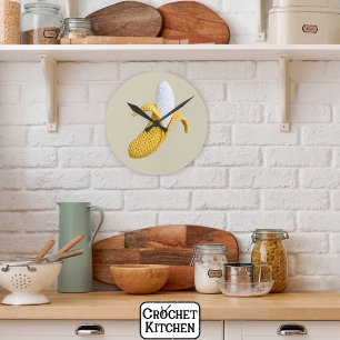 Horloge Ronde Grandmacore moderne minimaliste Cute Crochet Banan