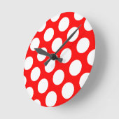Horloge Ronde Grands Pois rouges et blancs (Angle)