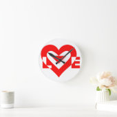 Horloge Ronde Graphique d'amour cool, Rouge (Maison)