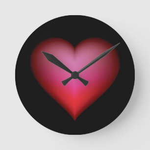 HORLOGE RONDE GRAPHIQUE D'AMOUR D'AMOUR DE CARACTÈRE ROUGE NOIR