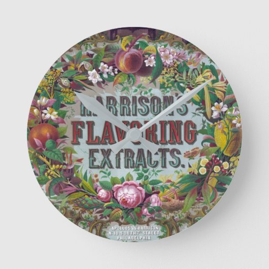 Horloge Ronde Graphique d'extraits de cuisson des fruits à fleur (Recto)