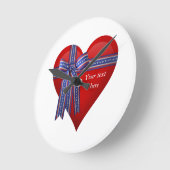Horloge Ronde Graphique patriotique de coeur (Angle)
