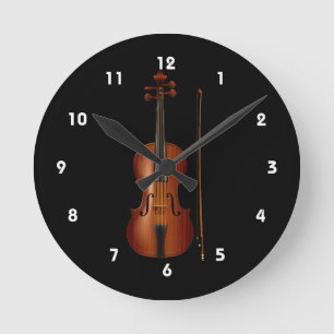 Horloge Ronde Graphique réaliste de violon et d'arc