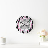 Horloge Ronde Gray Kitten Wall Clock et Zebra Stripe (Maison)