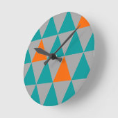Horloge Ronde Gray Orange and Teal Triangle Clock (Angle)