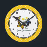 Horloge Ronde Great Grandmother Clock<br><div class="desc">Un clock especially for Great Grandmother,  nice for Mother's Day,  Birthday,  Christmas ou juste cause.  Colorful polka dot trim can be switched to a solid color using the template tools.   Can be personalized,  too.  She'll love this unique venin !</div>