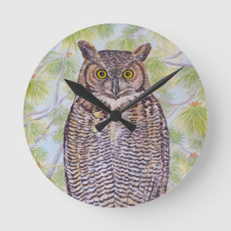Horloge Ronde Great Horned Owl