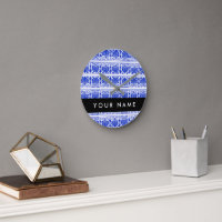 Grec Fret Arabesque Bleu, Votre Nom, Personnaliser