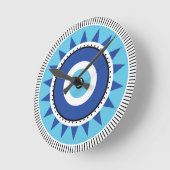 Horloge Ronde Grec Mal Eye Bleu (Angle)