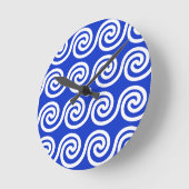 Horloge Ronde Grec Meander Key Waves Motif Bleu (Angle)