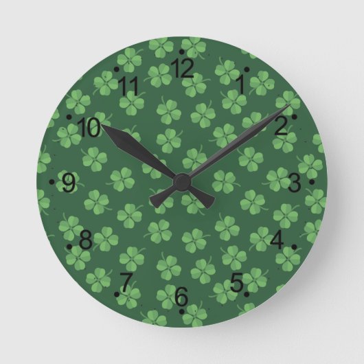 Horloge Ronde Green Celtic Irish Four Leafed Clovers St. Patrick (Recto)