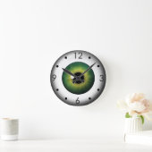 Horloge Ronde Green Eyball Iris Eye Personnalisé Moyen Arrondi (Maison)