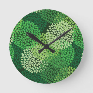 Horloge Ronde Green floral pattern