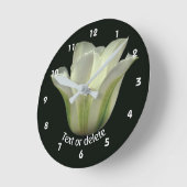 Horloge Ronde Green Striped Tulip Flower Personalized (Angle)