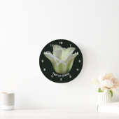 Horloge Ronde Green Striped Tulip Flower Personalized (Maison)
