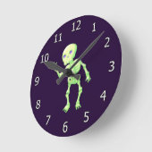Horloge Ronde Green Yellow Cute Skeleton Waving Art (Angle)