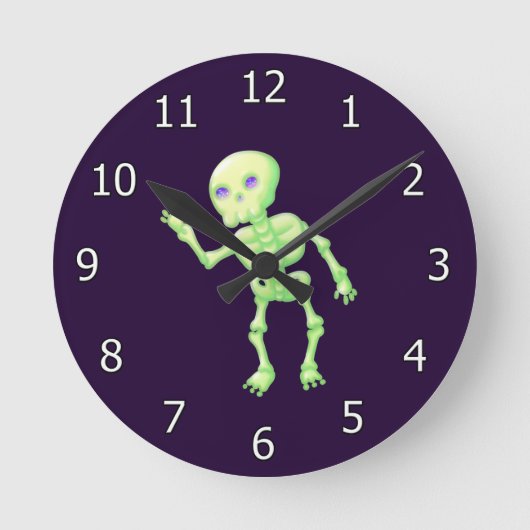 Horloge Ronde Green Yellow Cute Skeleton Waving Art (Recto)