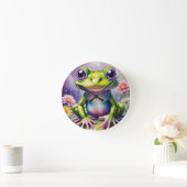 Horloge Ronde Grenouille Avec Art numérique Fleur (Maison)
