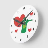 Horloge Ronde Grenouille avec des cœurs (Angle)