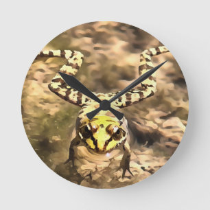 Horloge Ronde Grenouille De Baignade Immergée Dans La Rivière Cl