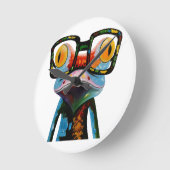 Horloge Ronde Grenouille en verre de hippie (Angle)