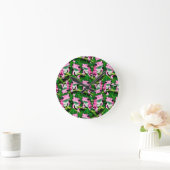 Horloge Ronde Grenouille Rose Sur La Feuille Verte Motif Design (Maison)