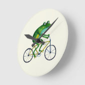 Horloge Ronde Grenouille Sur Vélo (Angle)
