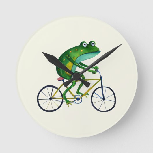 Horloge Ronde Grenouille Sur Vélo (Recto)