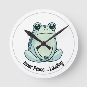 Horloge Ronde Grenouille Zen de Cartoon Chill, Grenouille Mignon