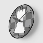 Horloge Ronde Grey chessboard (Angle)