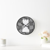 Horloge Ronde Grey chessboard (Maison)