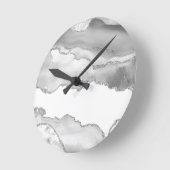 Horloge Ronde Grey White Marble Agate (Angle)