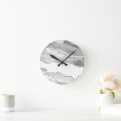 Horloge Ronde Grey White Marble Agate (Maison)