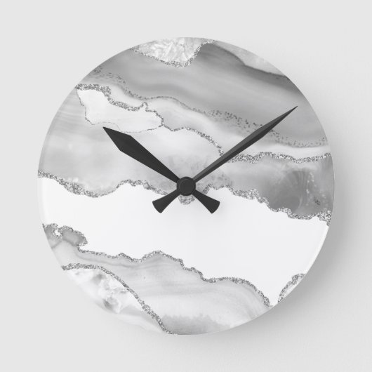 Horloge Ronde Grey White Marble Agate (Recto)