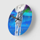 Horloge Ronde Grey Wolf & Aurora Moon Wildlife Art Clock (Angle)