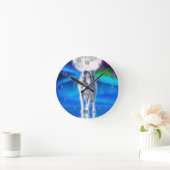 Horloge Ronde Grey Wolf & Aurora Moon Wildlife Art Clock (Maison)