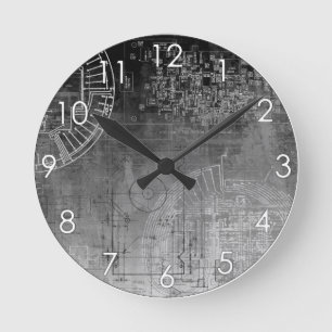 Horloge Ronde Gris d'Ombre pour noircir le geek de ballot de