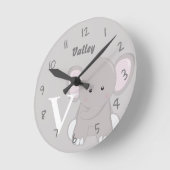 Horloge ronde grise personnalisée pour bébé (Angle)